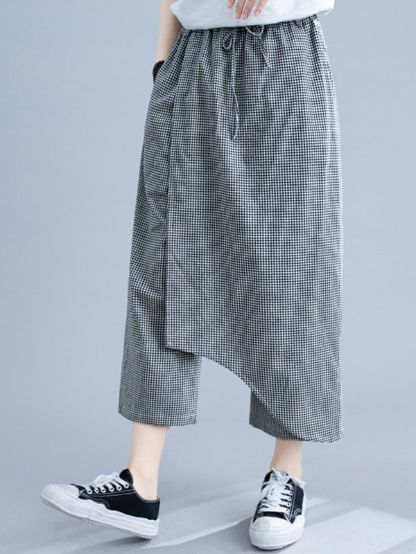 xakxx Original Plaid Irregularity Column Pants