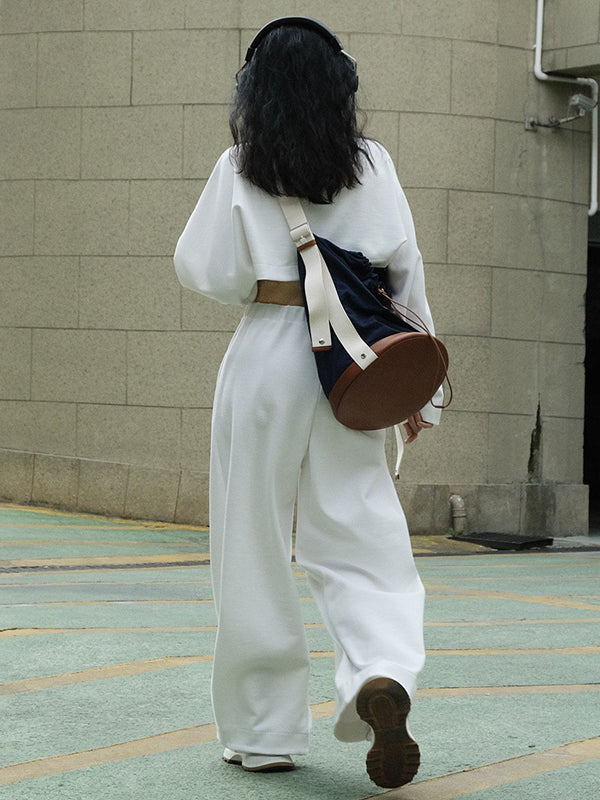 xakxx Casual Wide Leg Loose Solid Color Pants