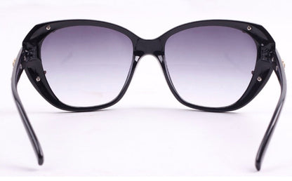 xakxx Women's Vintage Gold-tone Roses Carving Oversize Black Frame Sunglasses