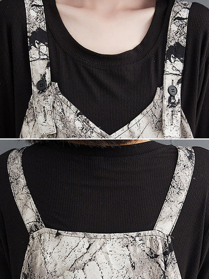 xakxx Vintage  Printed Loose Wide Leg  Overalls