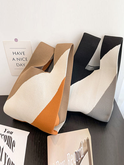 xakxx Contrast Color Woven Bags Handbags