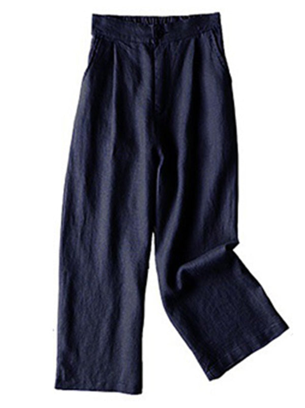xakxx 5 Colors Line Loose Casual Plus Size Wide-Leg Pants