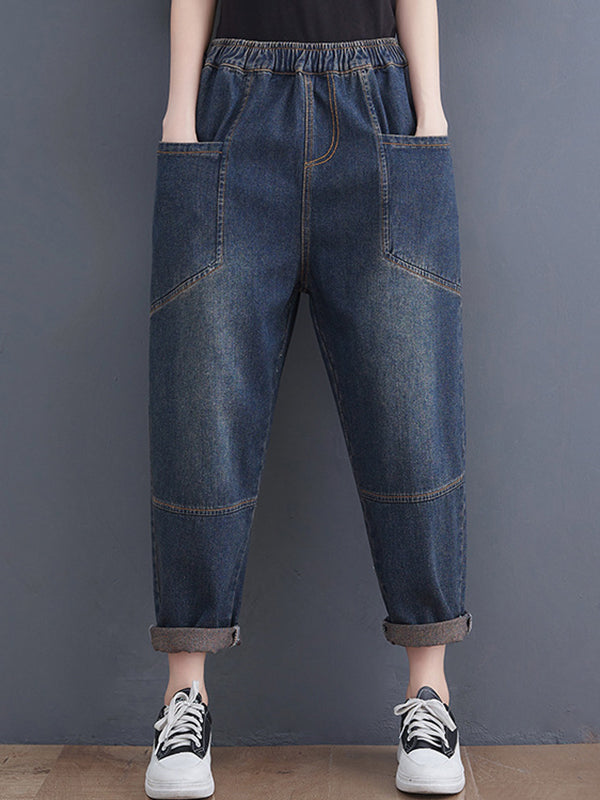 xakxx Artistic Retro Loose Elasticity Jean Pants