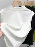 xakxx Plus Size Skinny Solid Color Split-Joint Mock Neck Vest Top