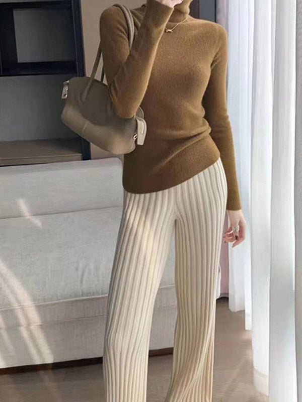 xakxx Casual Loose 6 Colors Knitting Wide Leg Pants