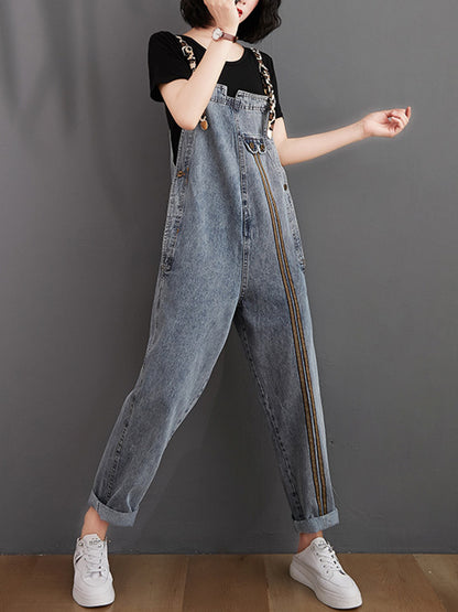 xakxx Original Leopard Elasticity Denim Overalls