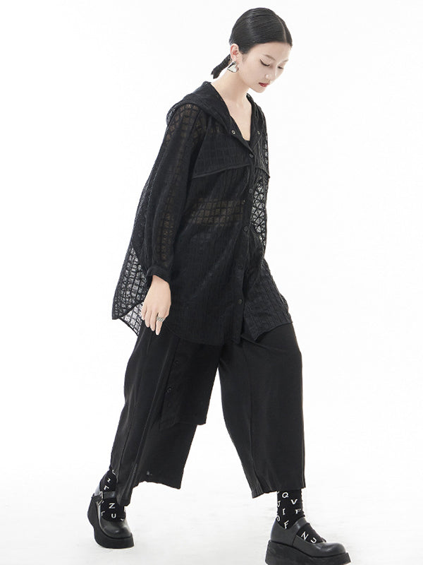 xakxx Loose Batwing Sleeves Sun Protection See-Through Blouse