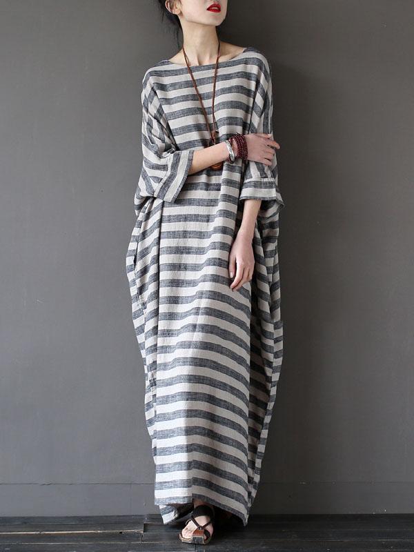 xakxx Vintage Loose Striped Dress