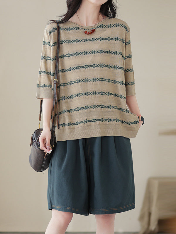 xakxx Half Sleeves Loose Printed Round-Neck T-Shirts Tops