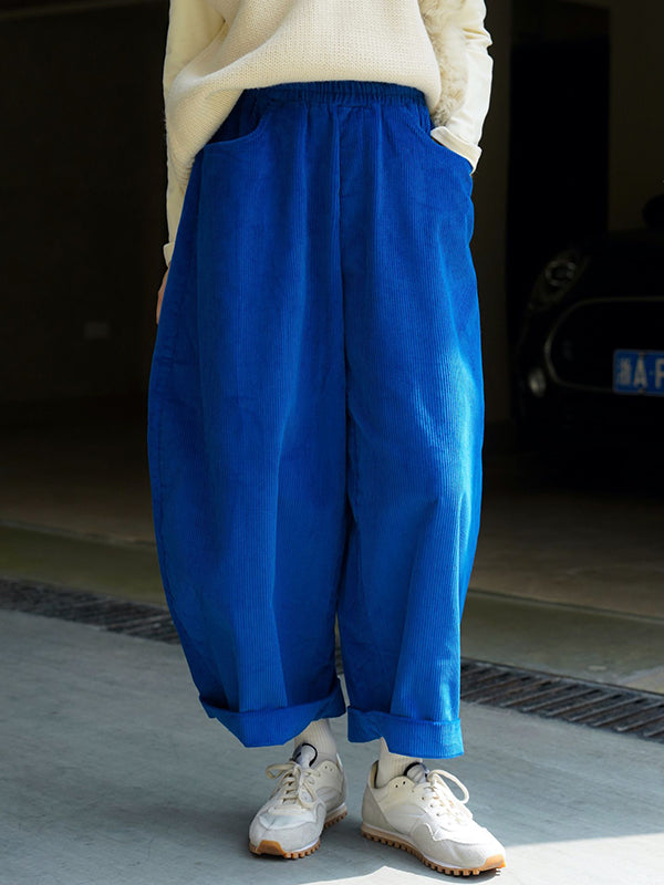 xakxx Vintage Corduroy Wide Leg Loose Solid Color Pants