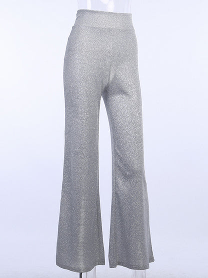 xakxx Loose Wide Leg High-Waisted Split-Joint Pants Trousers
