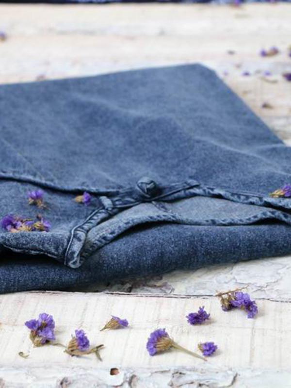 xakxx Loose Button Split-side Jeans Long Dress
