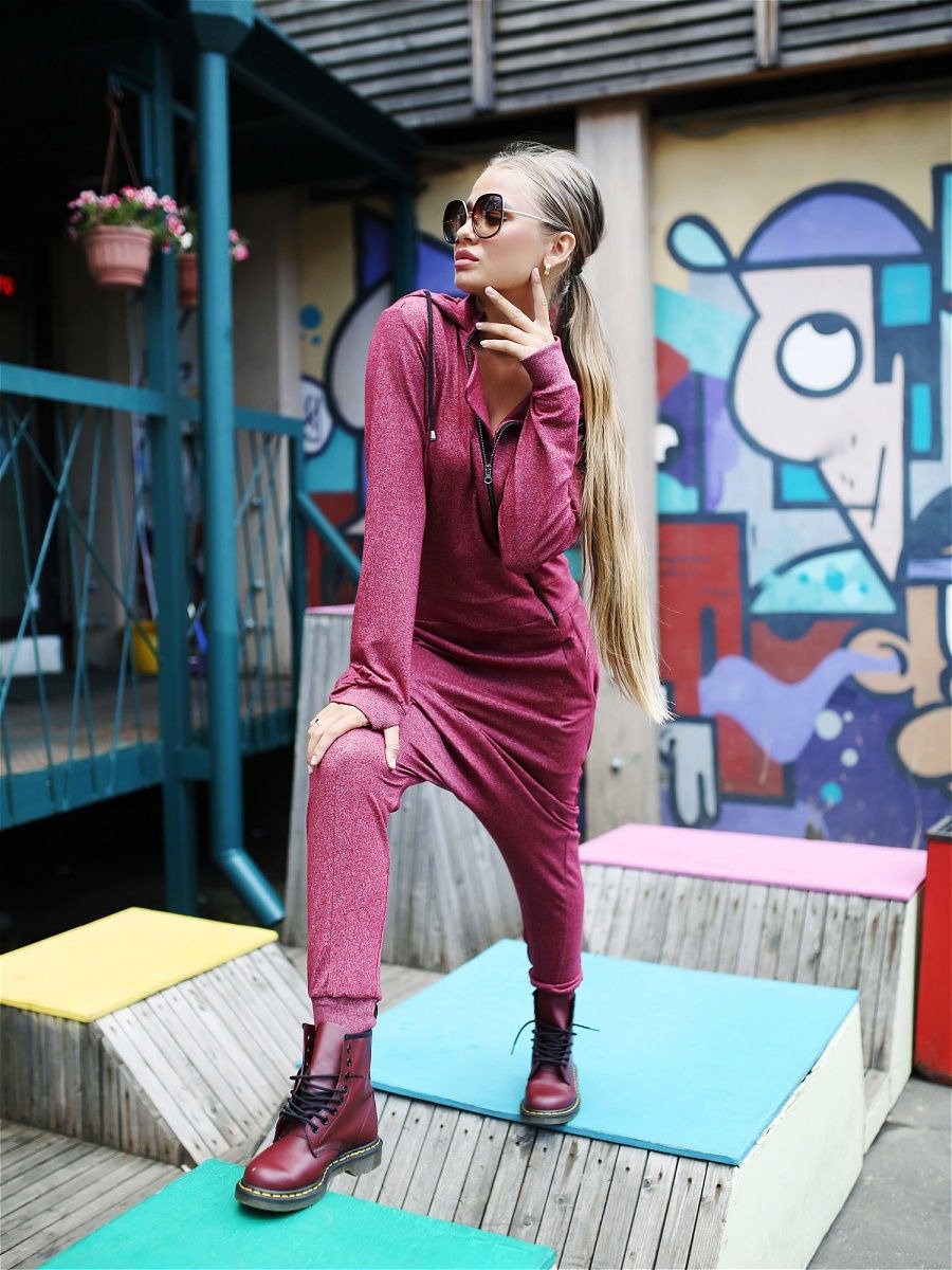 xakxx Solid Hooded Zipper Yoga Jumpsuits
