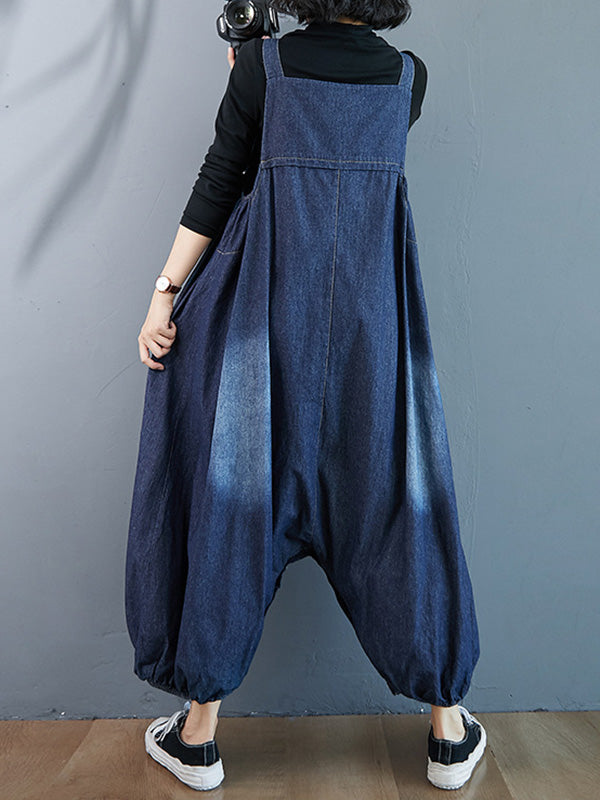 xakxx Simple Denim Buttoned Overalls&Dress