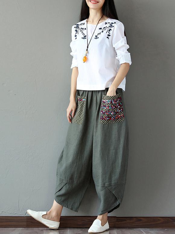 xakxx Ethnic-style Wide Leg Pants Bottom