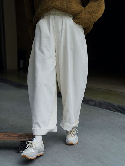 xakxx Vintage Corduroy Wide Leg Loose Solid Color Pants