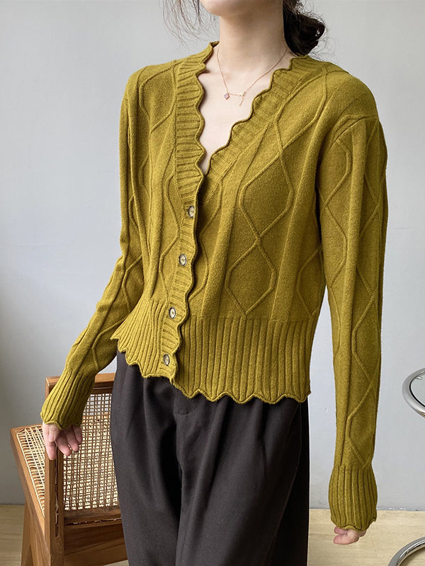 xakxx Original Stylish Casual 7 Colors Buttoned Jacquard V-Neck Sleeveless Cardigan Top