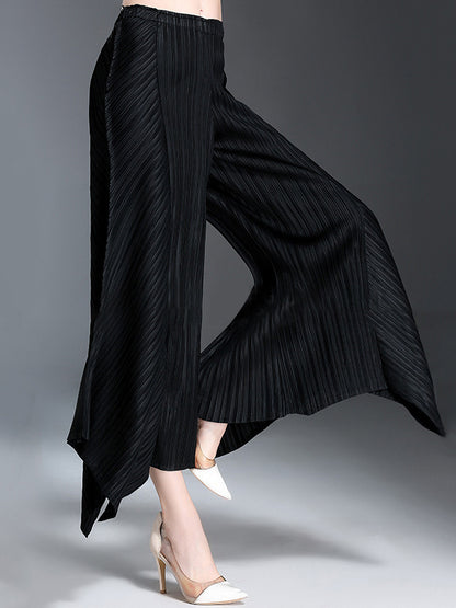 xakxx Original Loose Solid Color Irregular Pleated Wide Legs Pants
