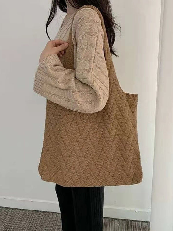 xakxx Casual Weave Solid Color Bags Accessories