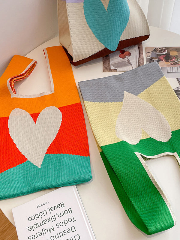 xakxx Heart Print Multi-Colored Bags Handbags