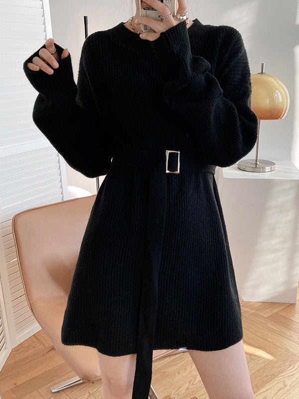 xakxx Loose Lace-Up Knitting Dress
