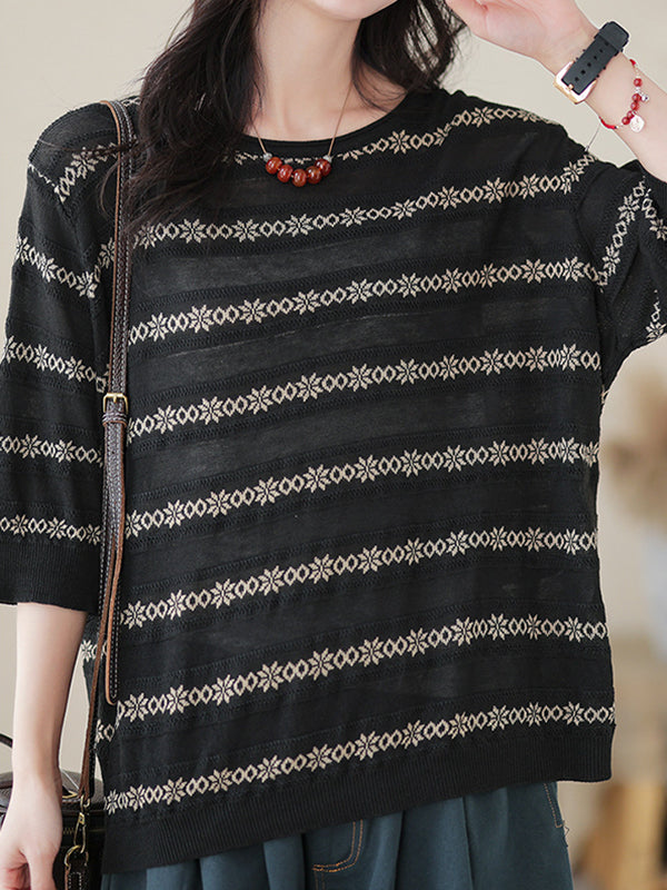 xakxx Half Sleeves Loose Printed Round-Neck T-Shirts Tops