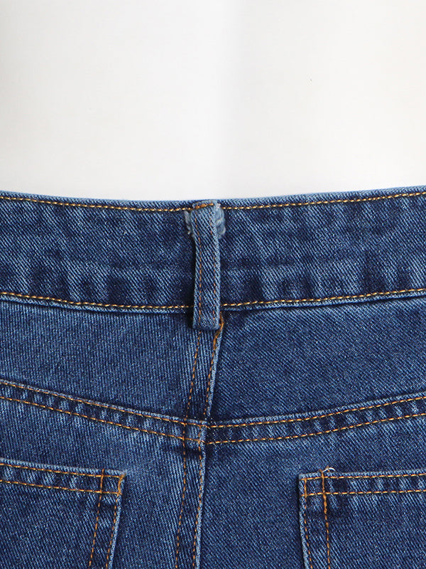 xakxx Original Wide Leg Loose Split-Joint With Big Pockets Jean Pants Bottoms