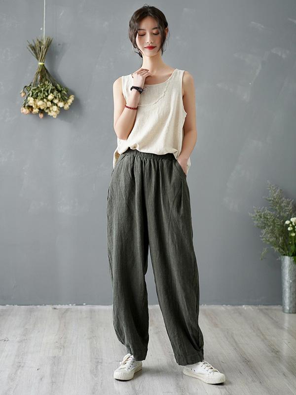 xakxx Loose Solid Color Casual Pants