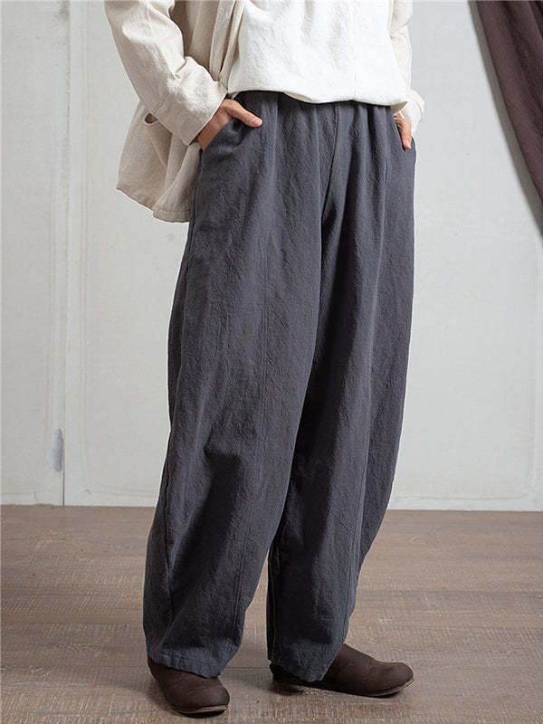 xakxx Simple High Waisted Solid Color Wide Leg Pants