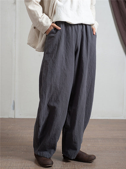 xakxx Simple High Waisted Solid Color Wide Leg Pants