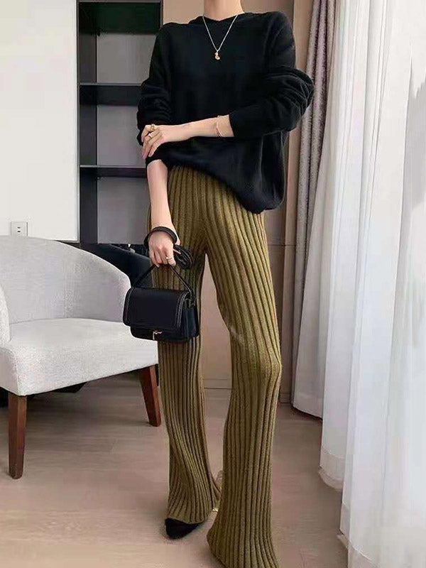 xakxx Casual Loose 6 Colors Knitting Wide Leg Pants