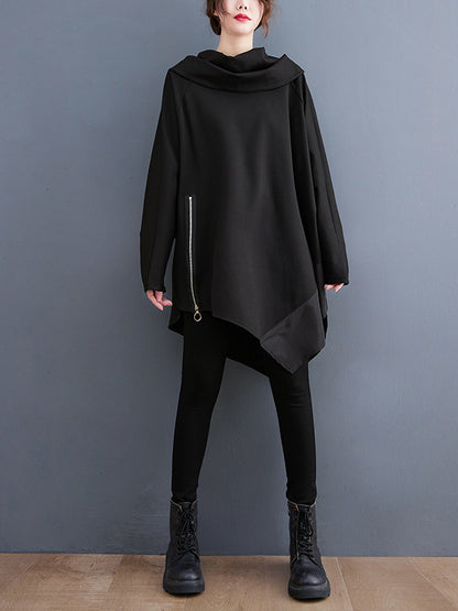 xakxx Original Loose Irregular Zipper Long Sleeves Sweatshirt