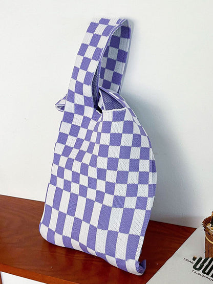 xakxx Casual Weave Contrast Color Plaid Bags Accessories