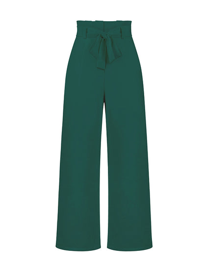 xakxx Simple Loose Wide Leg Solid Color Casual Pants Bottoms