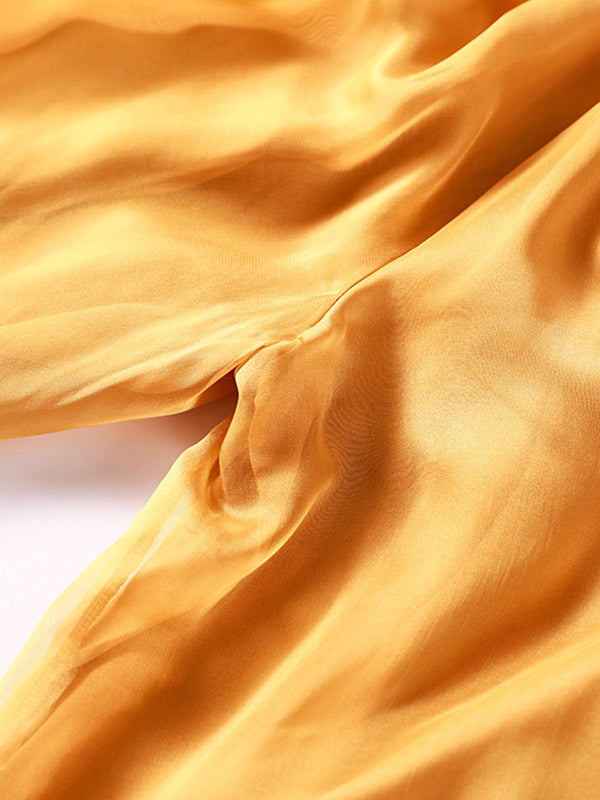 xakxx Casual Solid Color Chiffon Column Wide Leg Pants&Skirt