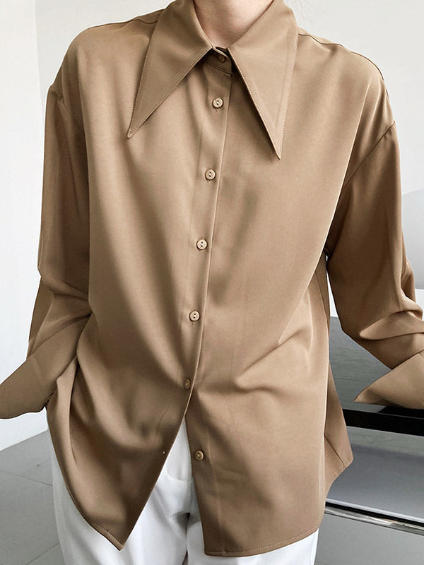 xakxx Stylish 3 Colors Solid Color Long Sleeves Blouse