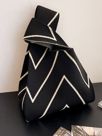 xakxx Contrast Color Striped Woven Woven Handbag