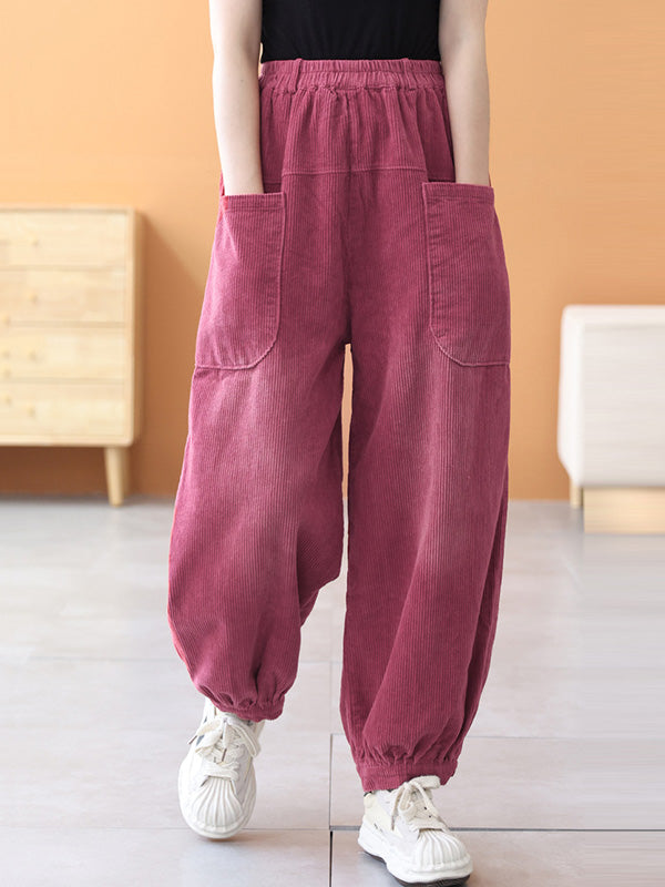 xakxx Loose Elasticity Solid Color Casual Flared Pants Bottoms