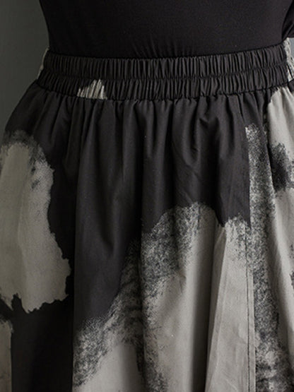xakxx High Waisted Loose Asymmetric Elasticity Pleated Split-Joint Skirts