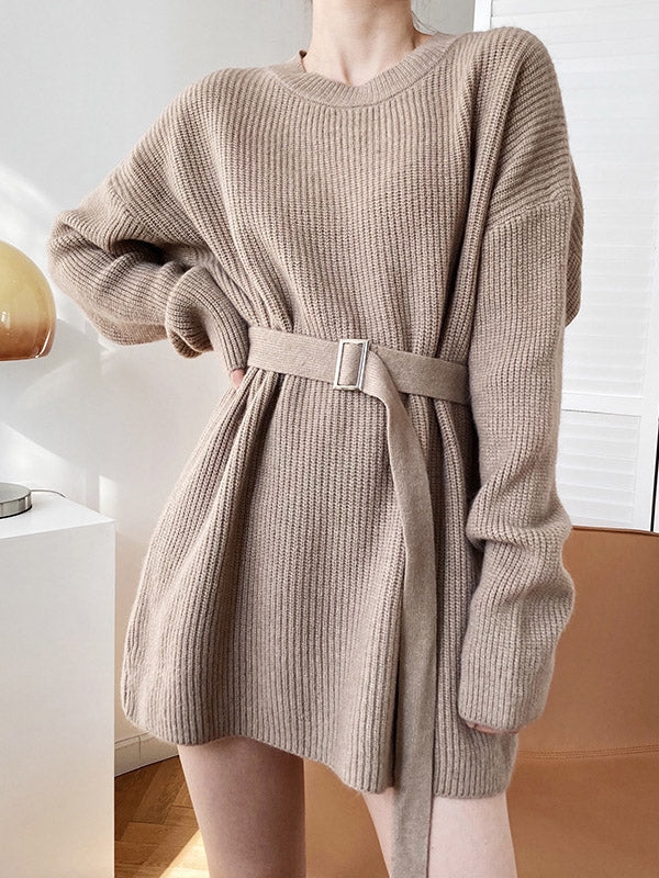 xakxx Loose Lace-Up Knitting Dress