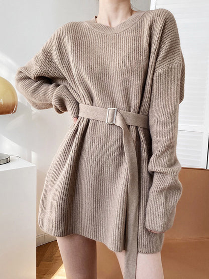 xakxx Loose Lace-Up Knitting Dress