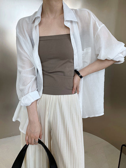 xakxx Simple Casual Solid Color Spaghetti-Neck Vest Top