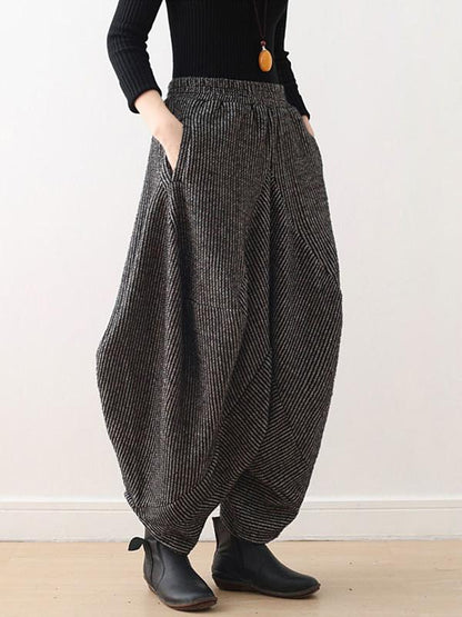 xakxx Vintage Knitted Thickening Asymmetric Lantern Wide Leg Pants