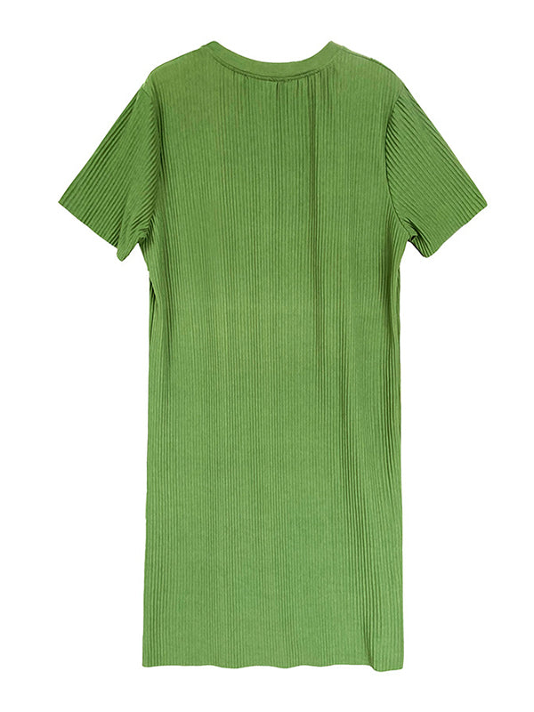 xakxx Original Casual Pleated Solid Color Midi Dress
