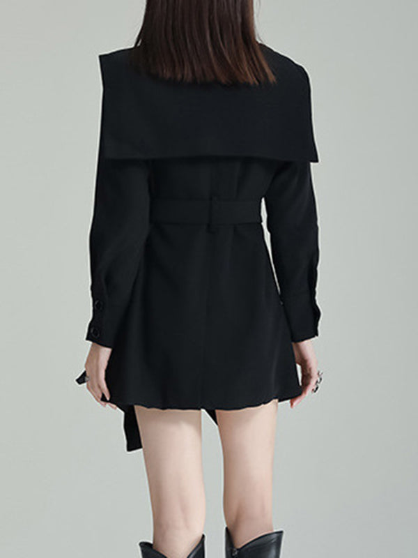 xakxx A-Line High Waisted Asymmetric Buttoned Lapel Mini Dresses