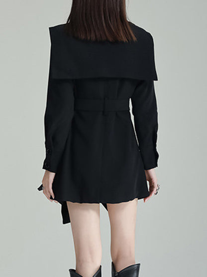 xakxx A-Line High Waisted Asymmetric Buttoned Lapel Mini Dresses