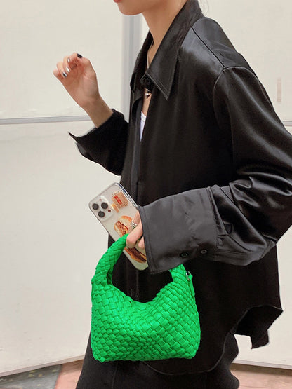 xakxx Cute Solid Color Woven Bags Handbags