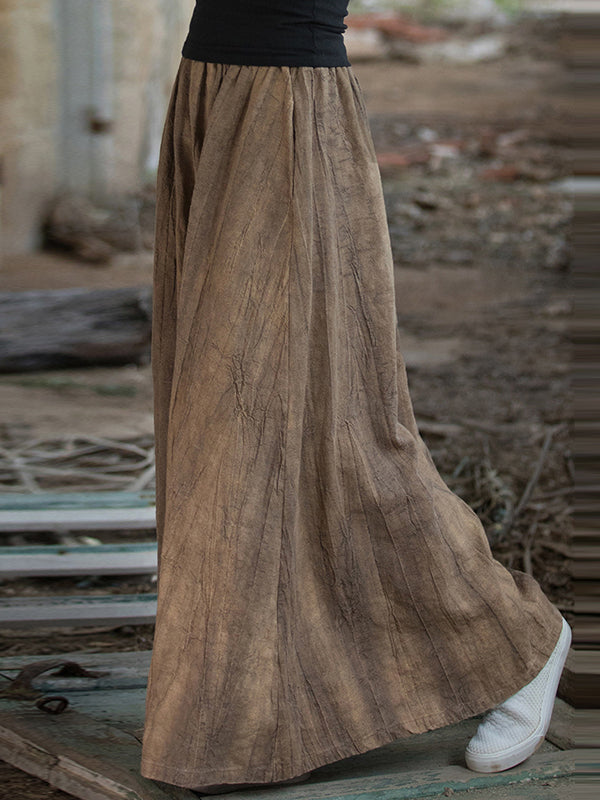 xakxx Loose Elasticity Pockets Tie-Dyed Skirts Bottoms