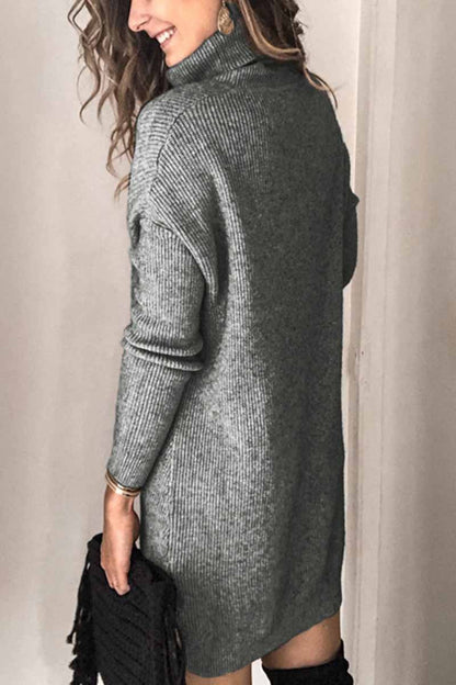 Xakxx Casual Turtleneck Midi Dress