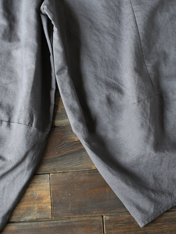 xakxx Simple 4 Colors Loose Linen Wide Leg Pants